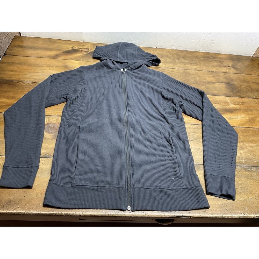 Tommy John Brushed Full Zip Ribbed Hooded Jacket Grey Phantom Men S Loungewear